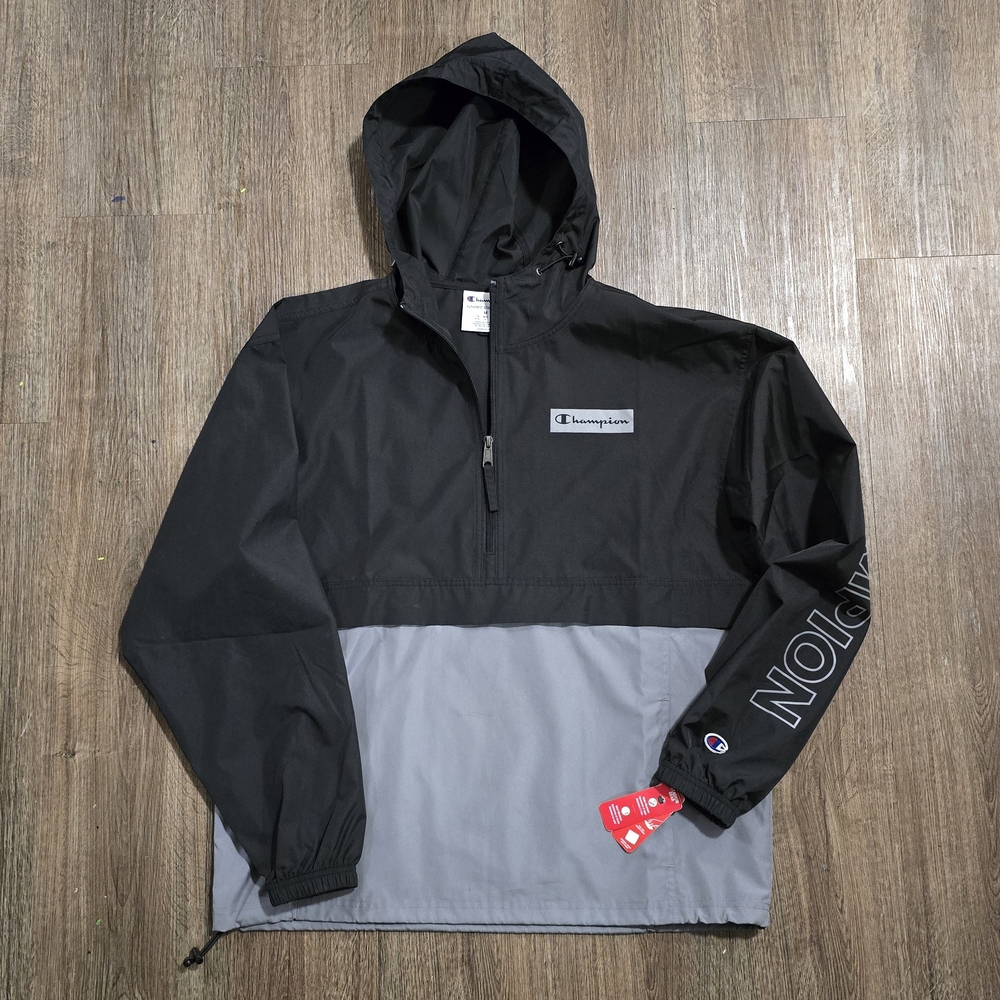 Champion Black and Gray Windbreaker/Rain Jacket